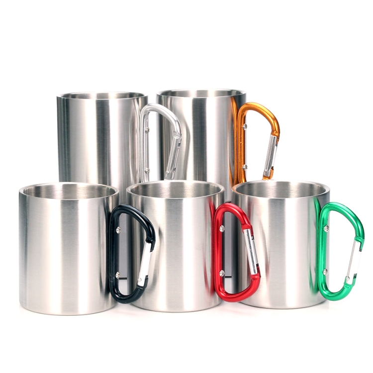 TBD01132534.jpg Taza de café de acero inoxidable con doble pared para tazas de agua con mosquetón, entrega de color aleatorio - Imagen 1