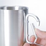 Taza de café de acero inoxidable con doble pared para tazas de agua con mosquetón, entrega de color aleatorio - Imagen 4