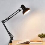 Lámpara de mesa de montaje en abrazadera con brazo oscilante flexible, estudio de oficina, mesa de hogar, escritorio, enchufe de EE. - Imagen 2