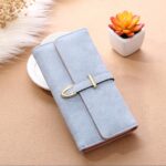 Monedero para mujer, diseño de moda de cuero a cuadros con hilo, bolso para teléfono de poliéster, cartera larga y delgada para mujer