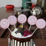 Paquete de 2 piruletas para pastel, decoración de mesa de postre y helado