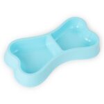 Cuencos de plástico para perros, cuencos ecológicos de doble cabeza con forma de hueso, alimentador para perros de color caramelo