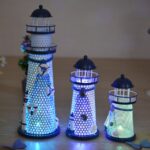 Luz nocturna LED decorativa creativa con torre de flash de hierro forjado, Medium 19cm