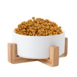 Cuenco para gatos, olla para perros, cuenco de cerámica para mascotas, 13cm/400ml Single Bowl With Wooden Stand