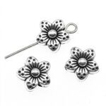 30 piezas de aleación de plata tibetana, abalorios de flores, abalorios espaciadores de flores, tamaño: 9x9x5mm - Imagen 2