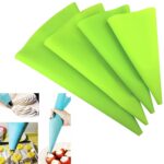 4 piezas de silicona para glaseado, crema pastelera, boquilla para bolsa, herramientas de decoración de pasteles DIY, Cream Pastry Bag(Green)