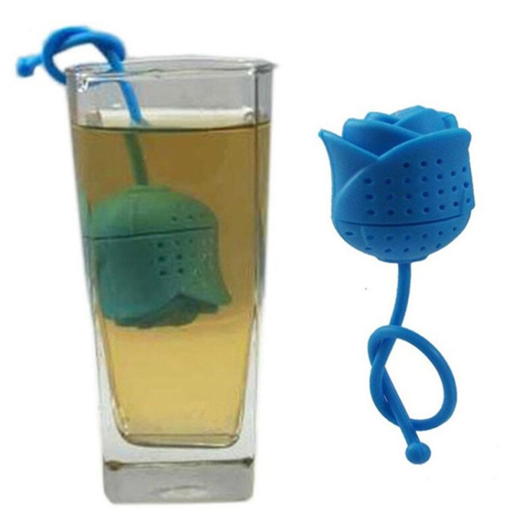 TBD01344746.jpg Rosa de silicona de Infuser del té de las hojas intercambiables colador de té de hierbas de la especia infusor de té Filtro Herramientas, entrega al azar del color - Imagen 1