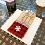 Juego de cuchillos y tenedor navideños, decoraciones navideñas, restaurante, Hotel, decoración a cuadros, 10 Uds., Snowflake