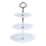 Estante de almacenamiento de postres, soporte para pastel y plato de fruta de tres capas para fiesta de cumpleaños, Dessert Storage Rack, Black, Clear, Blue