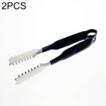 2 piezas de acero inoxidable cuerpo ligero pequeño clip de azúcar cubo clip de azúcar clip de hielo engrosado, 6 Inches Black Handle