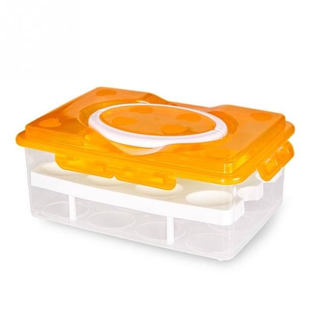 TBD0154318201A.jpg Caja de plástico portátil para almacenamiento de huevos, 2 capas, 24 ranuras, PP - Imagen 1