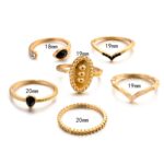 6 PCS Mujeres Bohemia Simple Moda Relieve Gota de agua con anillos de diamantes Conjunto de joyería - Imagen 2