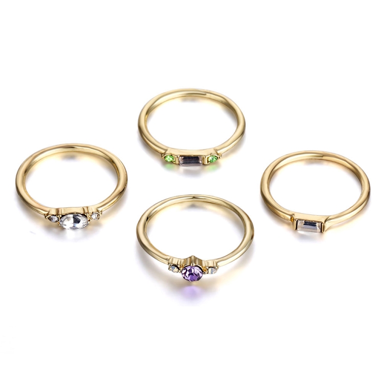 TBD0154440501.jpg Juego de anillos de circón de cristal bohemio vintage de 4 piezas para mujer, 6 - Imagen 1
