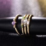 Juego de anillos de circón de cristal bohemio vintage de 4 piezas para mujer, 7 - Imagen 5
