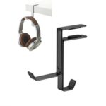 Soporte para auriculares Gancho para auriculares de escritorio Colgador de bolsa de metal, Black