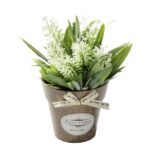 2 uds flores falsas hierba con flores artificiales en maceta de plástico para decoración rústica de jardín y granja - Imagen 2