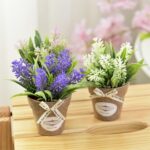 2 uds flores falsas hierba con flores artificiales en maceta de plástico para decoración rústica de jardín y granja - Imagen 3