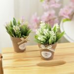 2 uds flores falsas hierba con flores artificiales en maceta de plástico para decoración rústica de jardín y granja - Imagen 5