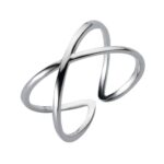 Joyas de anillo abierto con cruz simple de plata esterlina