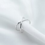 Joyas de anillo abierto con cruz simple de plata esterlina - Imagen 2