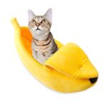 Perrera creativa con forma de plátano, arena para gatos, nido cálido para mascotas en invierno, S