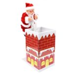 Muñeca de Papá Noel de la chimenea de la escalada de la pared con los regalos de la Navidad del juguete eléctrico de la música