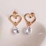 Pendiente de diseño de corazón de cristal de moda elegante para mujer de 2 piezas - Imagen 2