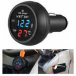 Cargador USB 3 en 1 para coche, encendedor de cigarrillos con pantalla de detección de voltaje, mesa de monitoreo multifunción