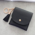 Cartera de moda para mujer, minibolso corto de cuero informal con tarjeteros de identificación, bolso de mano con borlas para mujer - Imagen 2