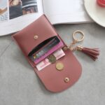 Cartera de moda para mujer, minibolso corto de cuero informal con tarjeteros de identificación, bolso de mano con borlas para mujer - Imagen 5