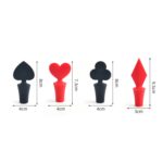 Tapón de vino de silicona de 12 piezas Serie Poker Tapón de vino, 12 PCS Red Square Shape - Imagen 2