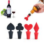 Tapón de vino de silicona de 12 piezas Serie Poker Tapón de vino, 12 PCS Red Square Shape - Imagen 3