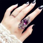 2 unids/set anillo de mariposa de cristal de piedras preciosas de palacio Retro de moda para mujer