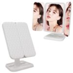 Espejo de maquillaje cuadrado triple LED simple y elegante, Plug-in Monochrome Lamp