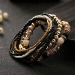 Pulsera elástica con cuentas multicapa bohemia de cuatro estaciones para mujer - Imagen 2
