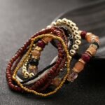 Pulsera elástica con cuentas multicapa bohemia de cuatro estaciones para mujer - Imagen 3
