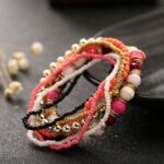 Pulsera elástica con cuentas multicapa bohemia de cuatro estaciones para mujer - Imagen 5