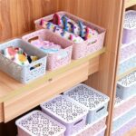 Caja de plástico de almacenamiento de ropa interior, estante de almacenamiento de productos para el cuidado de la piel de escritorio, S 23x16.5x10cm, L 34x23x10cm - Imagen 3