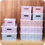 Caja de plástico de almacenamiento de ropa interior, estante de almacenamiento de productos para el cuidado de la piel de escritorio, S 23x16.5x10cm, L 34x23x10cm - Imagen 4
