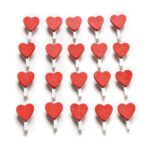50 PCS Mini Corazón rojo Amor Papel fotográfico de madera Pin Pin Pinza para la ropa Clips para postales artesanales