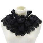 Collar falso de gasa con cuentas para mujer, cuello decorativo, flores, plegable, cuello tipo Polo