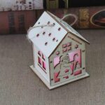 Navidad luminosa casa de madera decoraciones para árboles de Navidad adornos colgantes DIY regalo decoración de ventanas, Small Crutches Santa