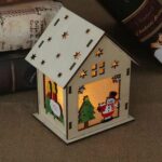 Navidad luminosa casa de madera decoraciones para árboles de Navidad adornos colgantes DIY regalo decoración de ventanas, Large Snowman