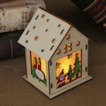 Navidad luminosa casa de madera decoraciones para árboles de Navidad adornos colgantes DIY regalo decoración de ventanas, Large Santa
