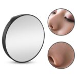 Espejo redondo pequeño de aumento con ventosa, espejo de maquillaje de 8,8 cm, espejo de maquillaje de aumento, Black Ten Times