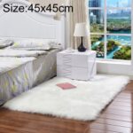 Alfombra esponjosa de piel de oveja de lana Artificial suave cuadrada rectangular de lujo, 45x45cm