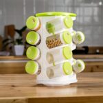 16 unids/set latas de condimento, vinagrera de sal y pimienta, botella de plástico, tarro de especias de cocina, caja agitadora de pimienta, juego de estante de especias