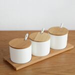 3 unids/set vida Simple cerámica creativa cocina contenedores de alimentos organizador tarros para especias azucarero caja de condimentos botella de almacenamiento de cocina