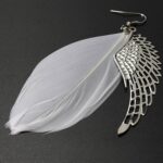Pendientes de ala de metal Pendientes largos de plumas vintage hechos a mano bohemios - Imagen 5