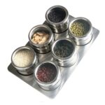 Juego de condimentos de sal de acero inoxidable 6 en 1 para cocina, frascos de especias, contenedores, botellas de especias